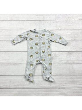 Rosie Pope Baby Footed Sleeper Pajamas Tiger Print Gray 6-9 Months